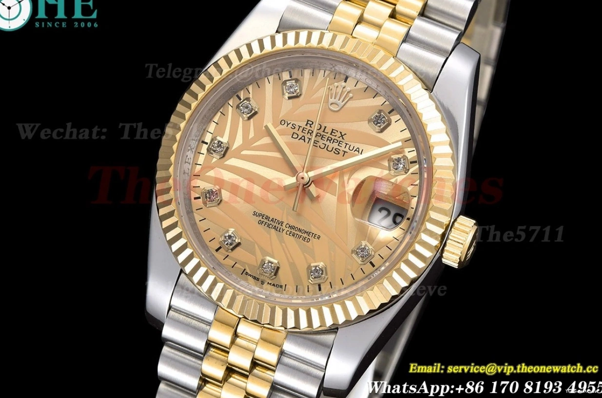 Jub Datejust Palm YG Dial SS GDF 126233 MY8215 Dia Motif 36mm 0122